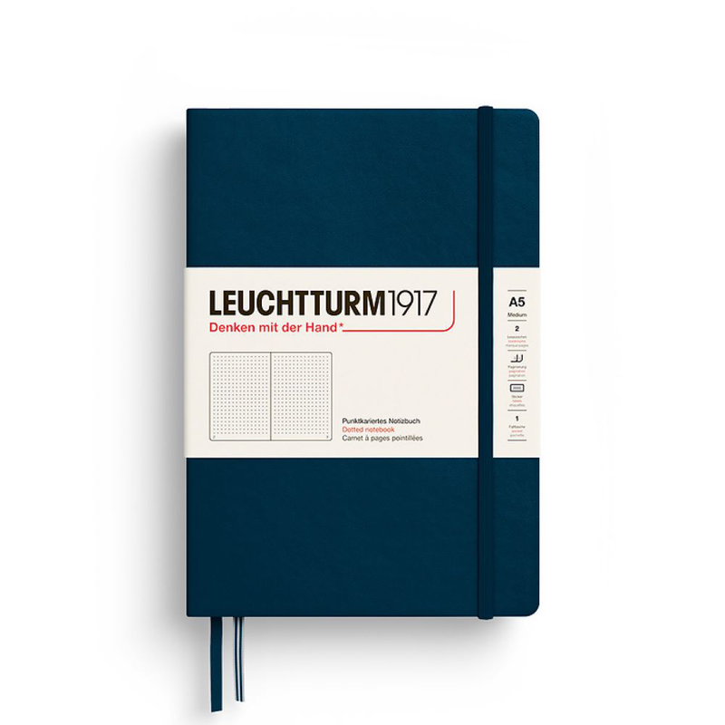 Notebook medium (a5), hardcover, 251 numbered pages, deep sea, dotted, , medium-null