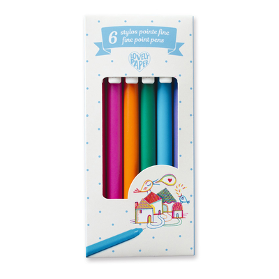 6 fine point pens, , medium