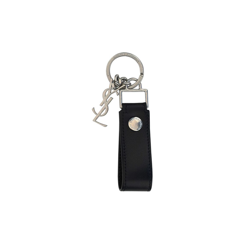 Black calf leather bos taurus keychain-null