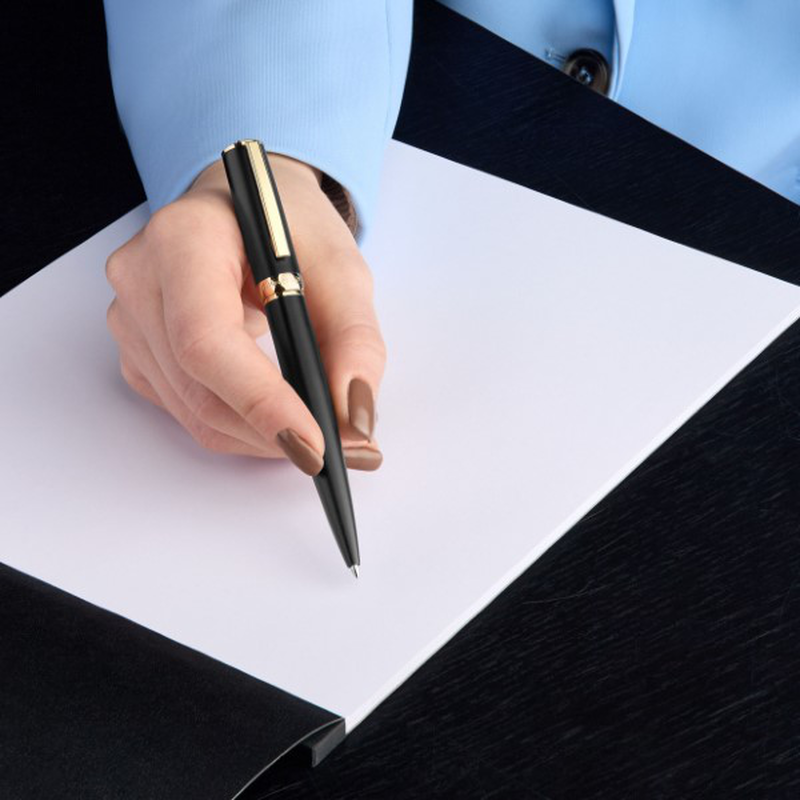 Product image: Hugo Boss ballpoint pen arche double b black & gold, , medium-null