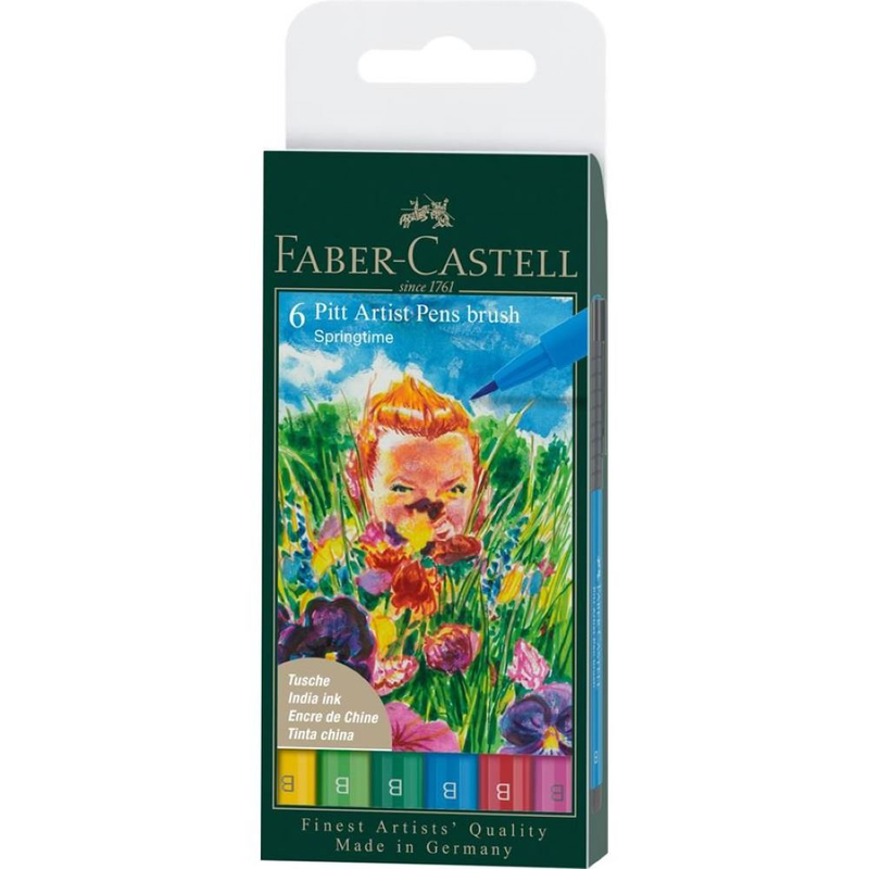 Pitt artist pen brush india ink pen wallet of 6, springtime, , medium-null