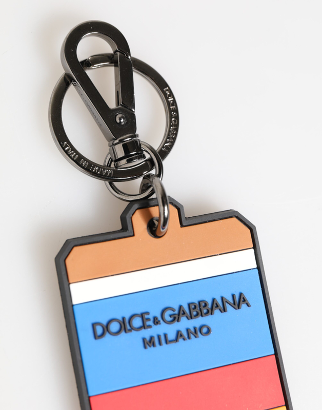 Multicolor dg rubber logo silver men's keychain keyring-null