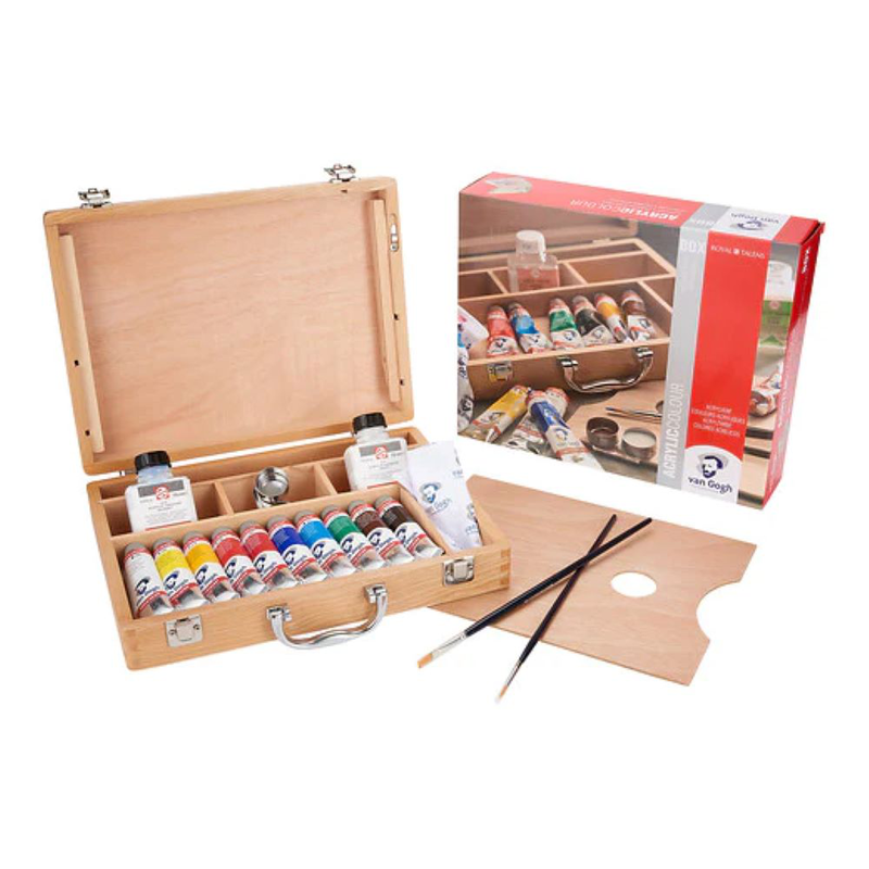 Van gogh acrylic colour wooden box basic | 10 x 40 ml + accessories, , medium image number null