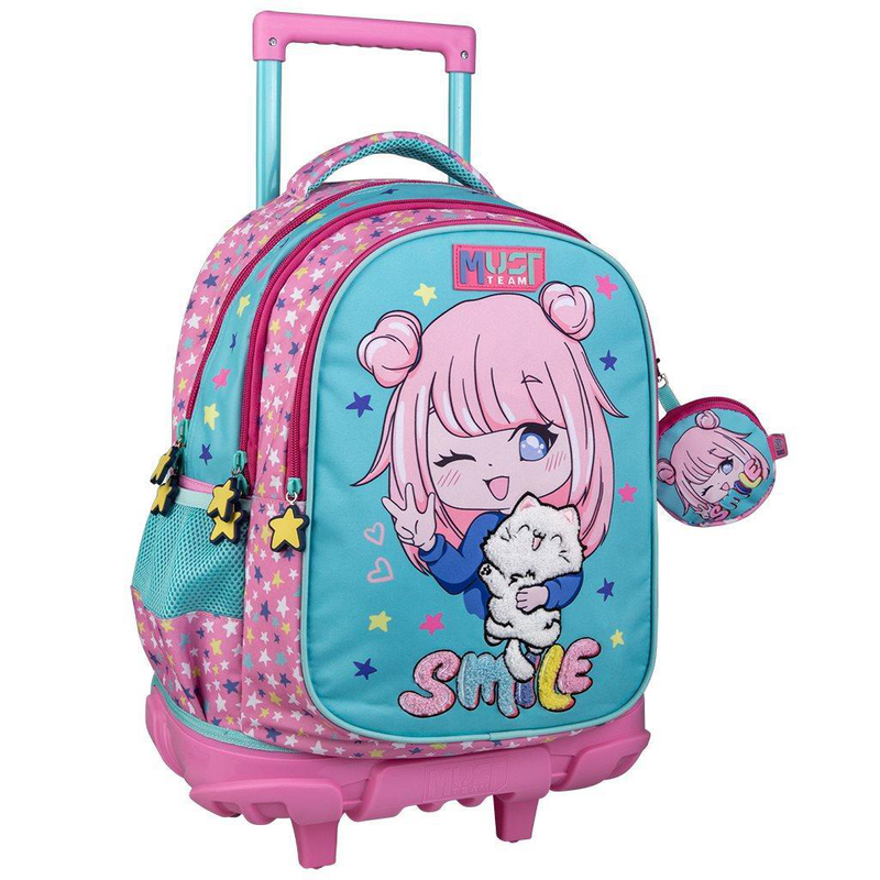 School trolley bag must team smile 3 cases, , medium-null