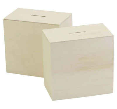 Wooden money box 10x10x6cm, , medium