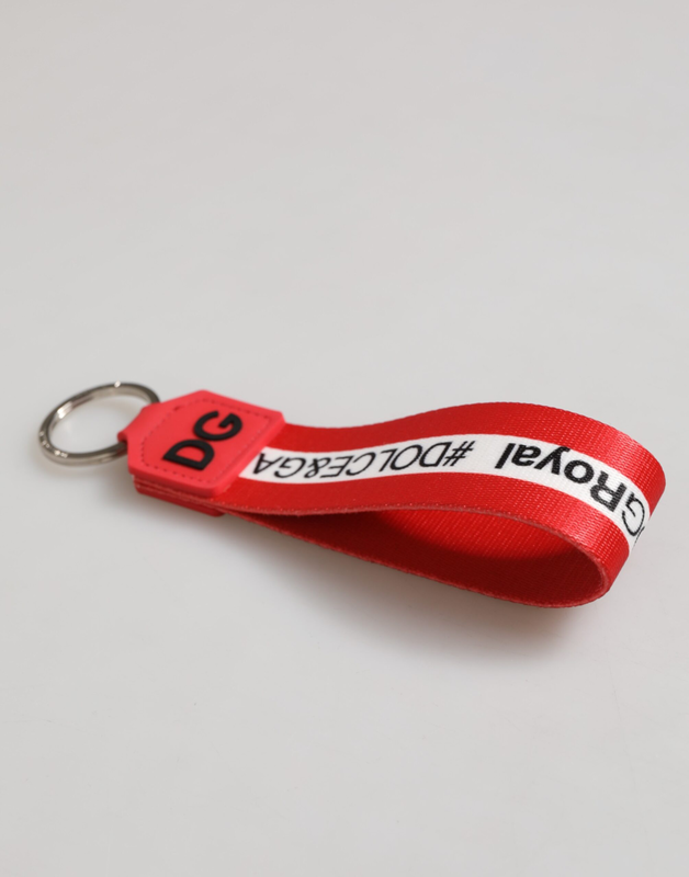 Red logo polyester silver brass holder keychain keyring-null
