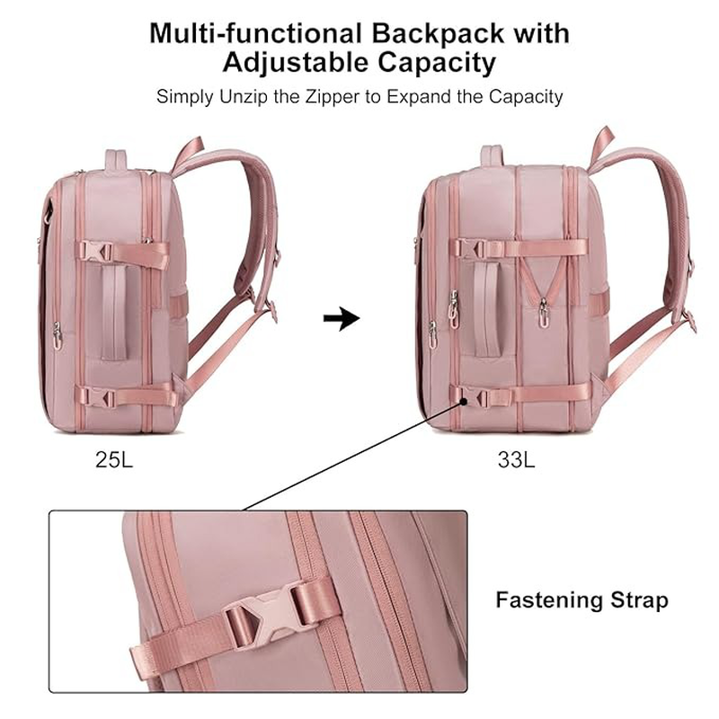 Product image: Urban edge morocco backpack expandable 25l-33l pink Airline approved-null