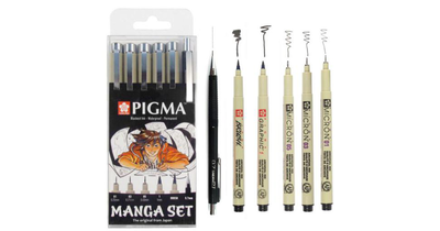 Sakura pigma micron fineliner set manga collection | 6 größen, schwarz (poxsdkman6), , medium