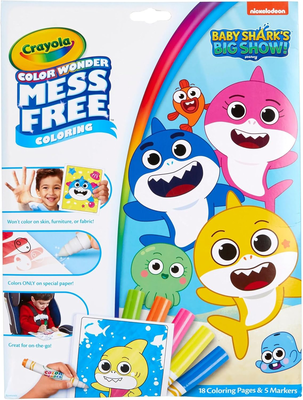 Crayola baby shark color wonder pages, mess free coloring for toddlers, coloring activity, travel activities, toddler toys & gifts, 3+, , medium