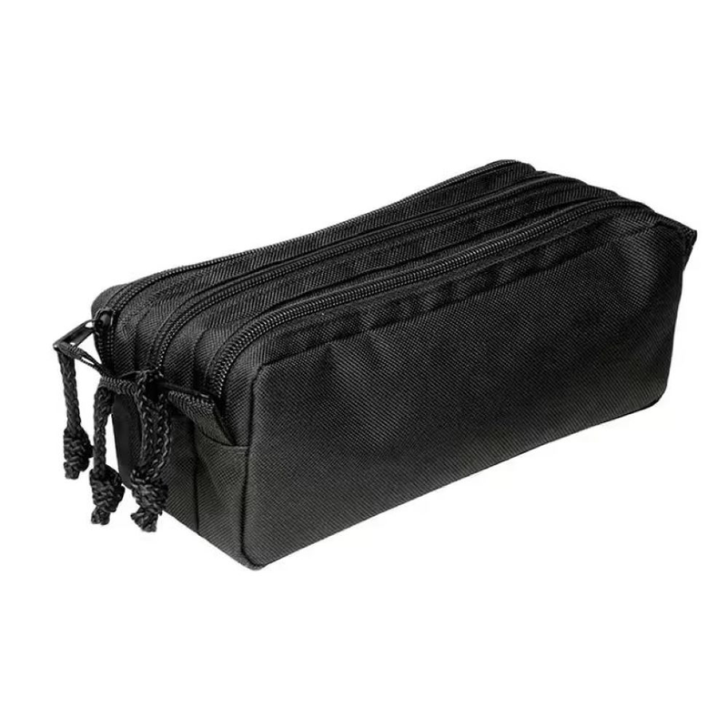 Viquel trizip pencil case with 3 compartments black, , medium-null