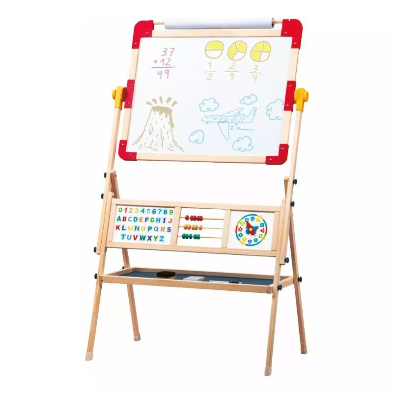 Wooden double face boards with alphabet and counting easel, , medium-null