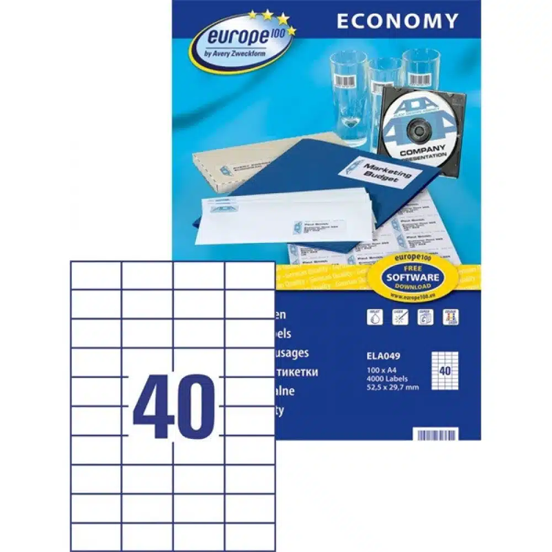 Product image: Economy/avery labels 52.5x29.7  ela049, , medium-null