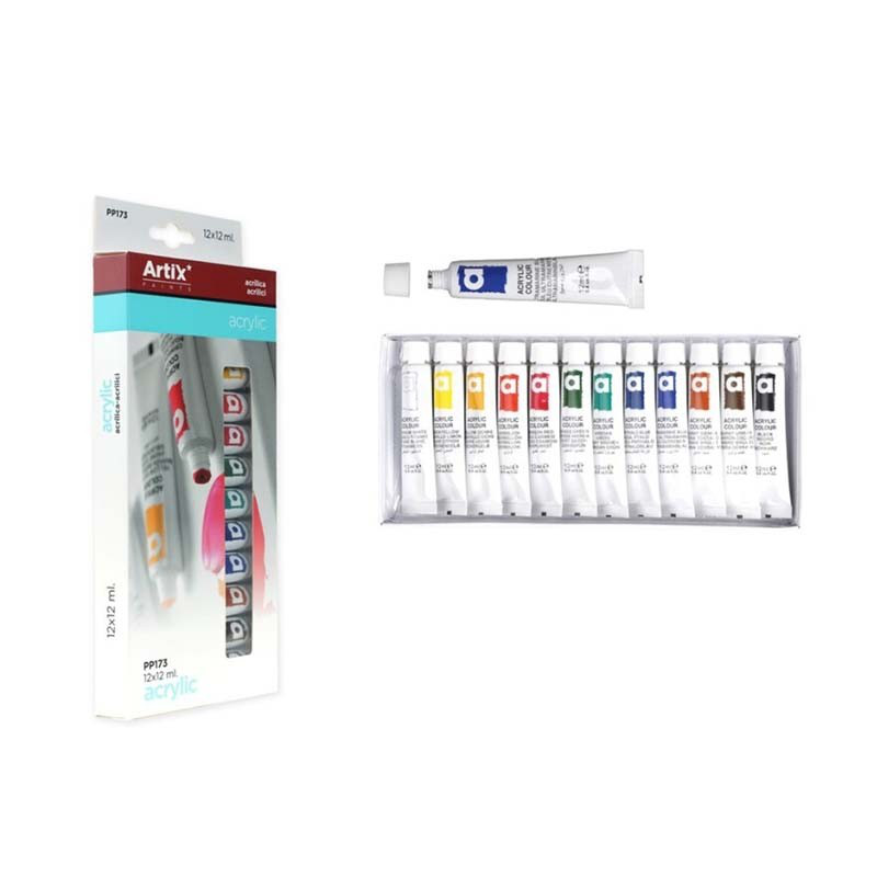 Paints acrylic colour set 12pcs x 12ml - mp artix, , medium-null
