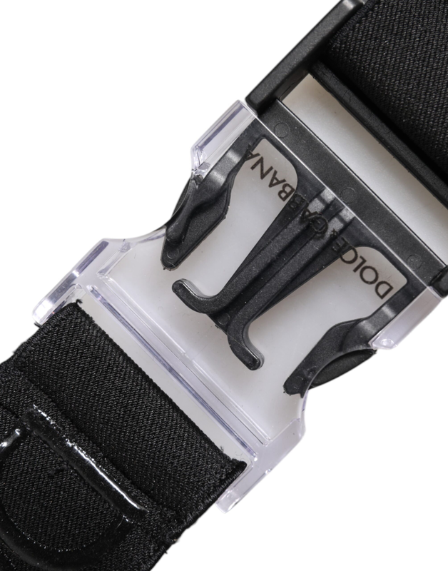 Black stretch polyester rubberised dg logo keychain-null
