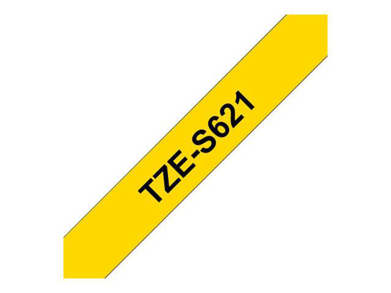 Brother tze-s621 p-touch extra strength laminated label tape 9mm black on yellow 8m for pt-d200 h110 p900-null