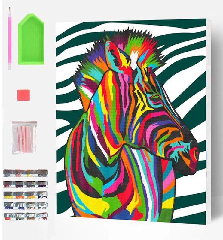 Zebra diamond canvas, , medium-null
