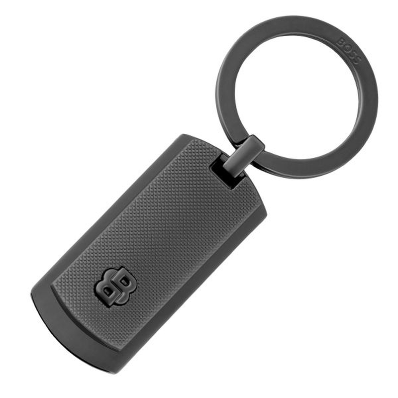 Hugo Boss key ring double b diamond gun, , medium-null