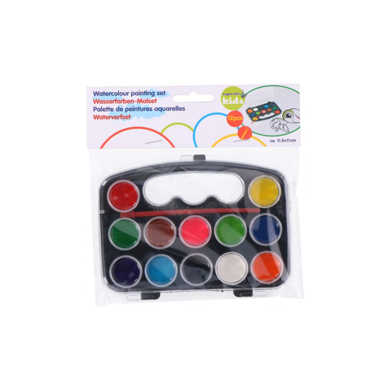Watercolour paint 12clr w/ bru, , medium-null