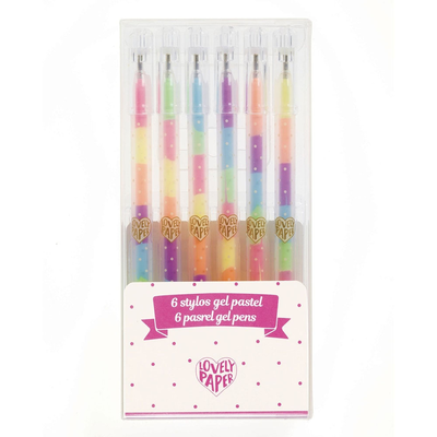 6 pastel rainbow gel pensβ, , medium