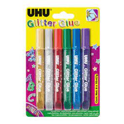 Uhu glitter glue 6x10ml, , medium