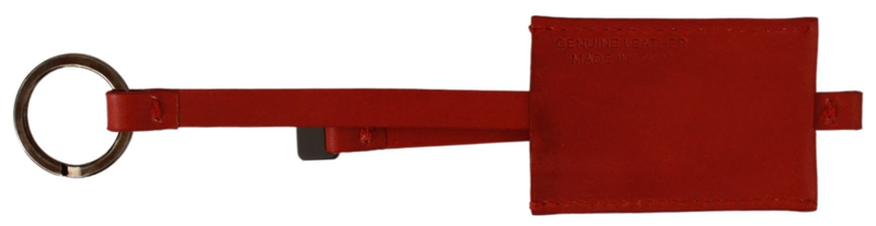 Red leather branded logo keyring keychain-null