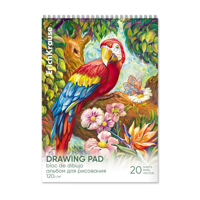 Erichkrause spiral drawing pad parrot a4 20 sheets 61525, , medium
