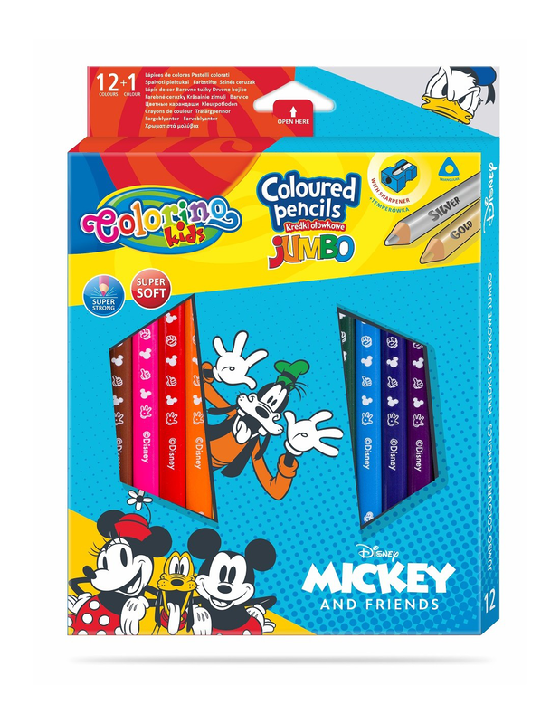 Colorino col jumbo pencils 12+1pcs mickey, , medium-null