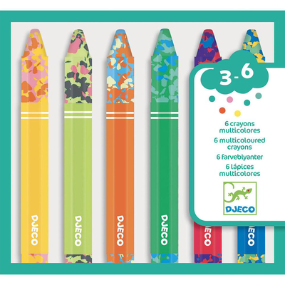 6 multicolored crayons, , medium