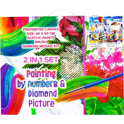 Diamond pictures canvas +acrylic paints & canvas Air balloon, , medium