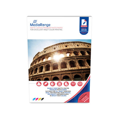 Mediarange 210 x 297mm photo paper for inkjet printers, matte-coated, 200g, , medium