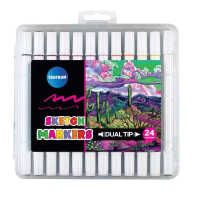 Dual-tip sketch markers 24 pcs, , medium