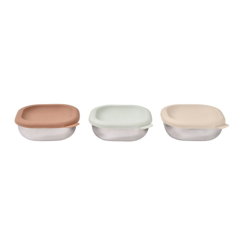 Beaba multi-purpose stainless steel lunch boxes 3pcs - natural set, , medium-null