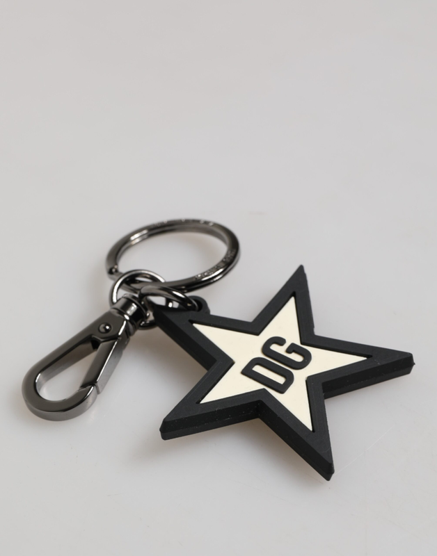 White black dg logo star rubber men's keychain keyring-null
