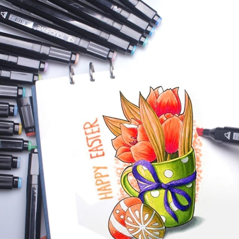 Product image: Σετ επαγγελματικοί μαρκαδόροι ζωγραφικής 60 τεμαχίων με δυο μύτες board και fine, , medium-null