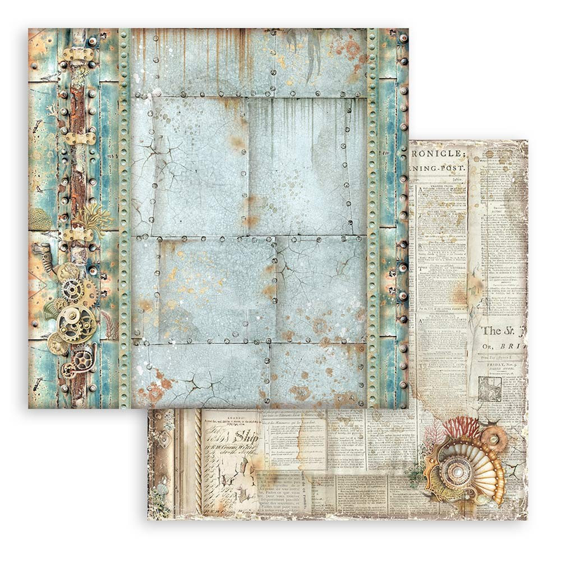 Scrapbooking paper double face "songs of the sea mechanism border" - stamperia, , medium-null