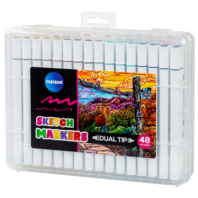 Dual-tip sketch markers set of 48 text markers centrum, , medium