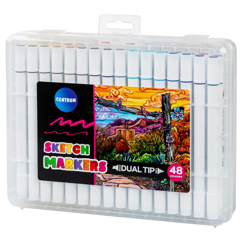 Dual-tip sketch markers set of 48 text markers centrum, , medium image number null