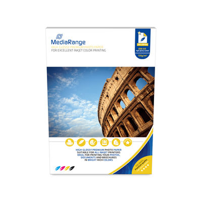 Mediarange 210 x 297mm photo paper for inkjet printers, high-glossy, 135g, , medium