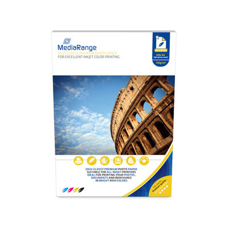 Mediarange 210 x 297mm photo paper for inkjet printers, high-glossy, 135g, , medium-null
