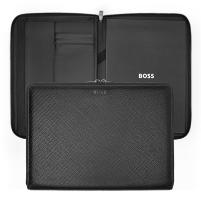 Boss conference folder zip a4 monogram zipped black