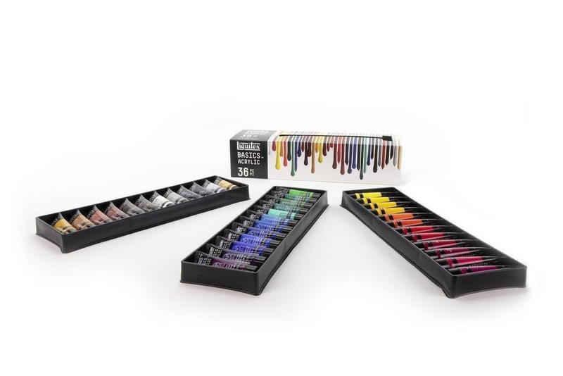 Liquitex basics acrylic colour set 36 tubes of 22 ml, , medium image number null