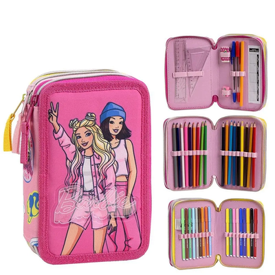 Triple rectangular pencil case barbie, , medium