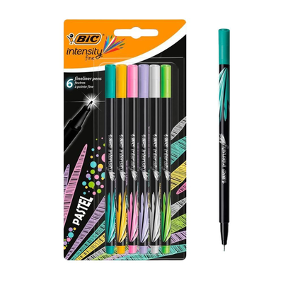 Bic intensity fine pastel σετ 6 fineliners με πολύ λεπτή μύτη 0.4 mm σε παστέλ αποχρώσεις, , medium