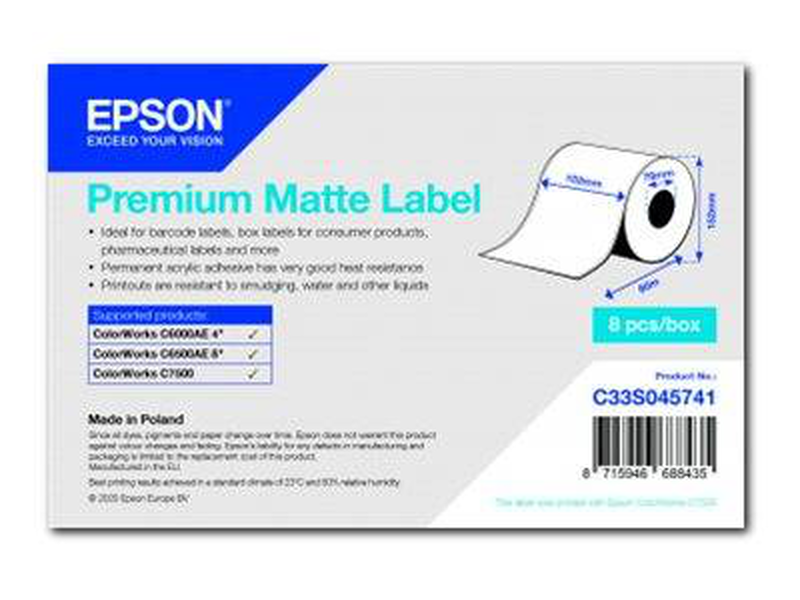 Epson premium matte continuous labels c33s045741 102 mm x 60 m, 8 rolls-null