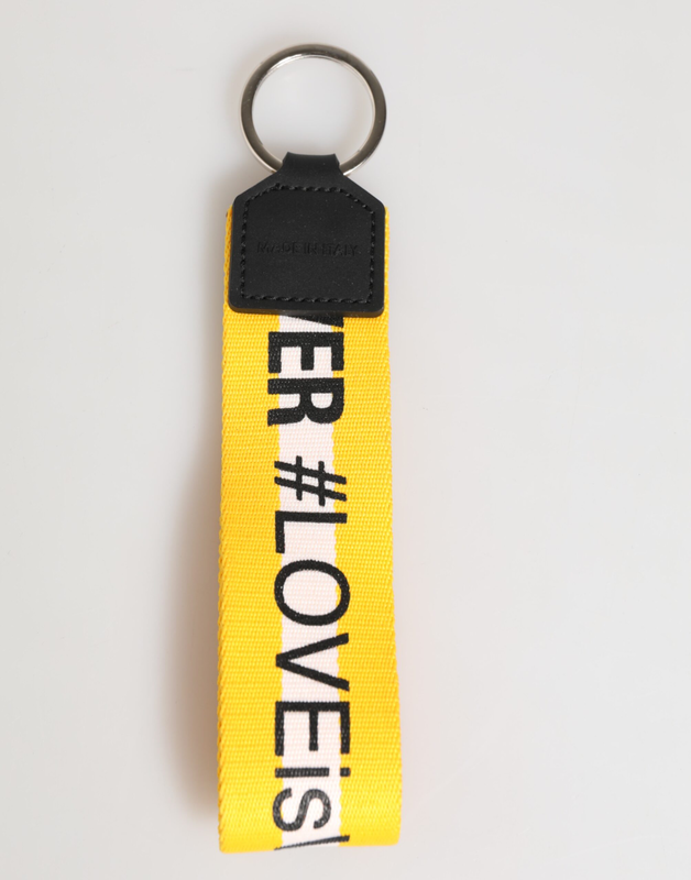 Yellow logo polyester silver brass holder keychain keyring-null