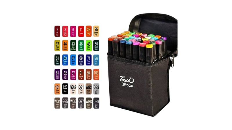 Touch alcohol markers set – 36 colors with dual tips, , medium-null