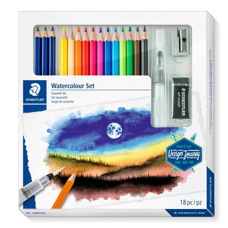 Staedtler design journey watercolour set - mixed set for sketching beginners (pack of 18 pieces), , medium-null