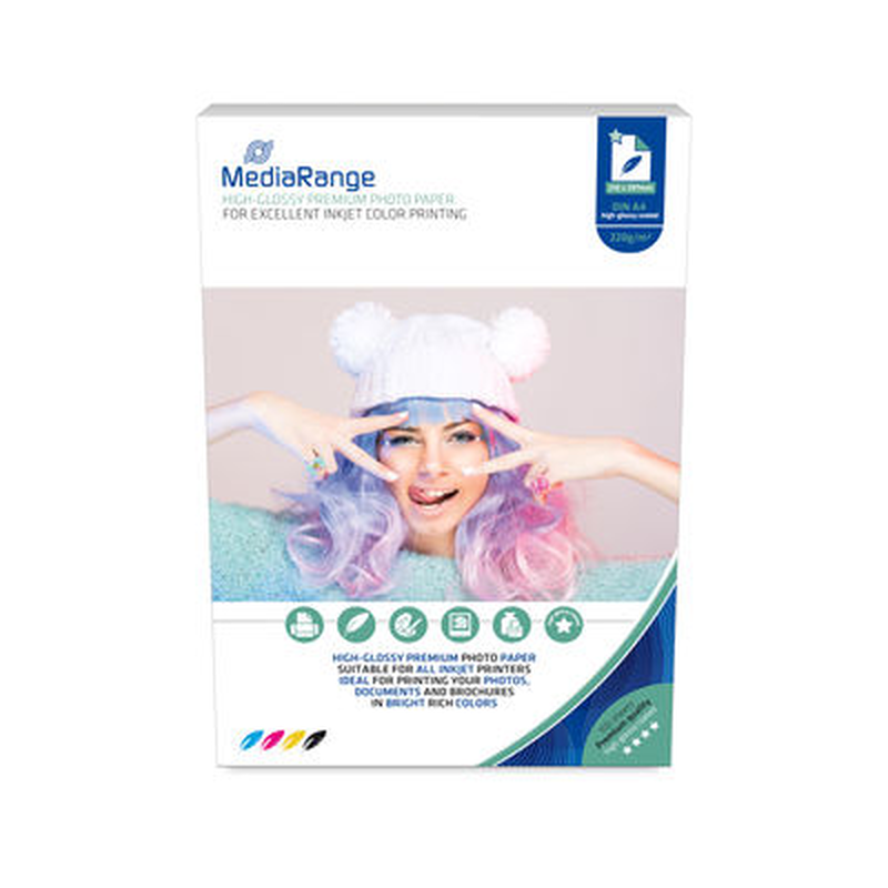 Mediarange 210 x 297mm photo paper for inkjet printers, high-glossy, 220g, , medium-null
