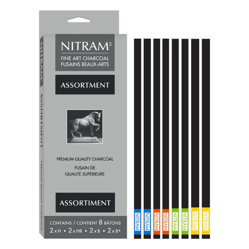 Nitram assorted charcoal sticks - set of 8-null