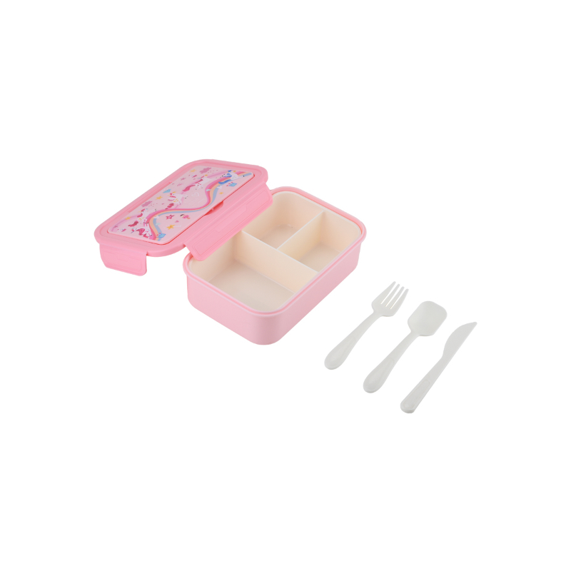 Estia lunch box 3 compartments with cutlery 1400ml rainbow dreams, , medium-null